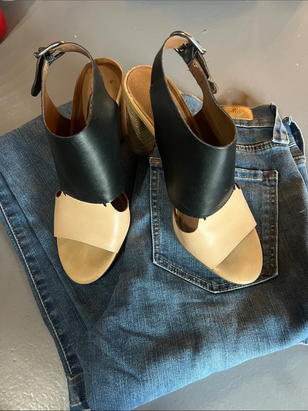 Lucky Brand heels. Size 8. Nude & Black.